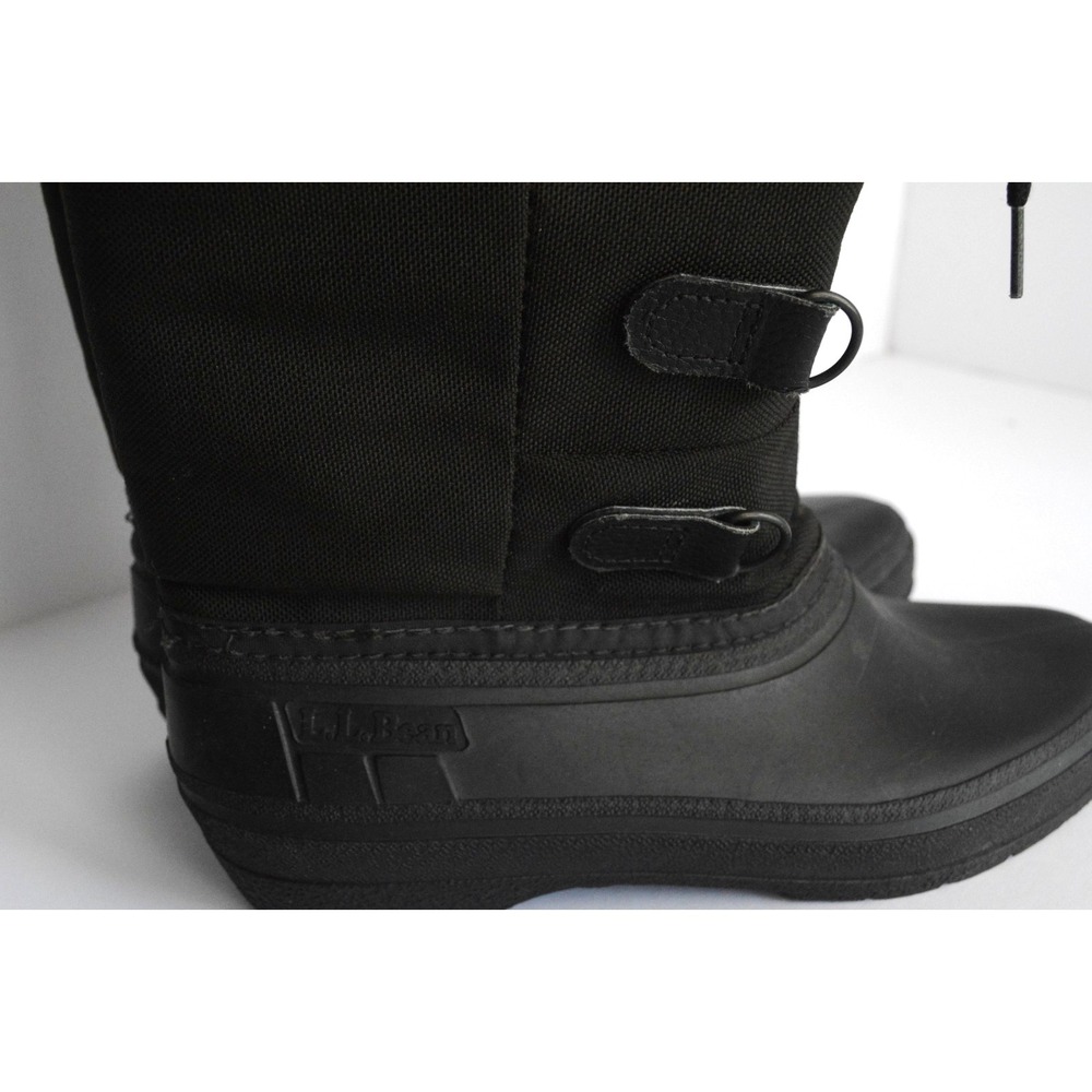 LL Bean Women's Black Canvas Pull On Mid Calf Drawstring Winter Boots Size 7 - Picture 4 of 16